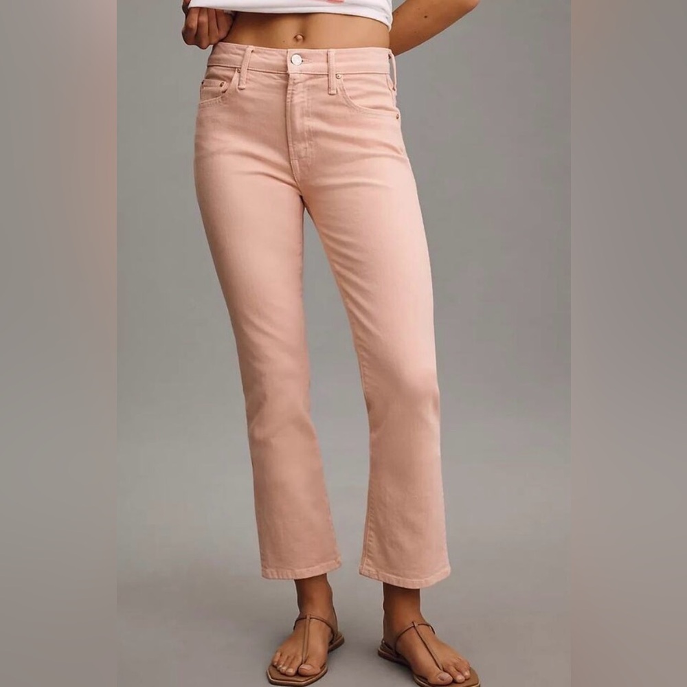 MOTHER The Insider Ankle Fray Jeans in Peach